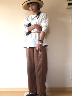 「SVEC（シュベック）のカンフーシューズ kung fu Shoes / ストラップパンプス（バレエシューズ）」を使った、km410さん（レディース・158cm）の春コーディネート