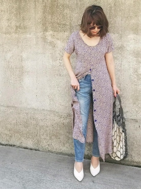 「アイテム（ワンピース/ドレス、パープル系）」を使った、shukoさん（レディース・158cm）の春コーディネート