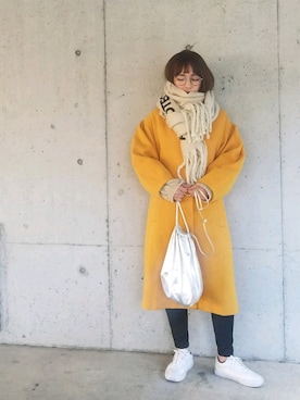 「黒スキニー」｜「アイテム（その他アウター）」を使った、shukoさん（レディース・158cm）の冬コーディネート