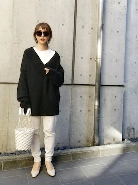 「H&M（エイチ・アンド・エム）のアイテム（ニット/セーター）」を使った、shukoさん（レディース・158cm）の冬コーディネート