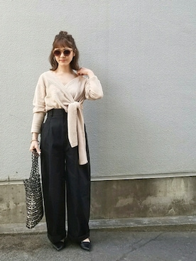 「ビーズバッグ」｜「アイテム（その他トップス）」を使った、shukoさん（レディース・158cm）の冬コーディネート