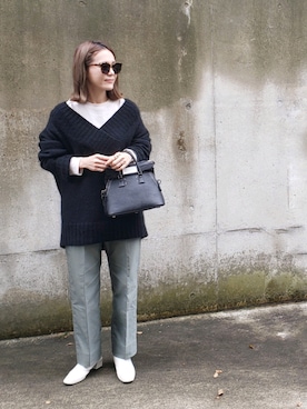 「H&M（エイチ・アンド・エム）のアイテム（ニット/セーター）」を使った、shukoさん（レディース・158cm）の秋コーディネート