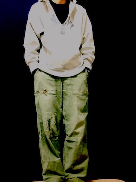 「VINTAGE（ヴィンテージ）のアイテム（パンツ、グリーン系）」を使った、カズさん（メンズ・168cm）の秋コーディネート