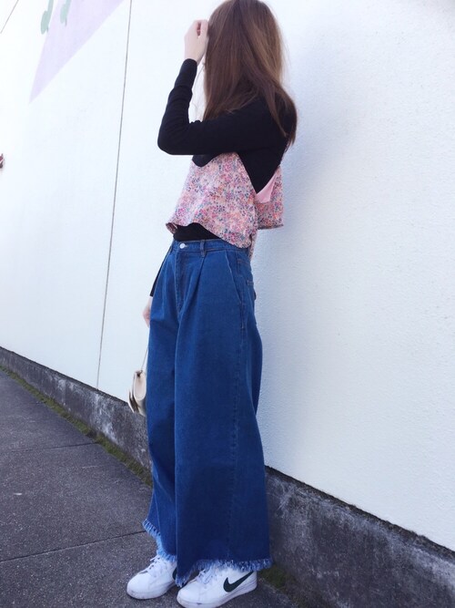ネイビー×花柄