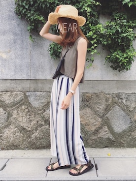 「HOLIDAY（ホリデイ）のHOLIDAY PACKABLE MINI BAG パッカブルホリデイミニバッグ（ショルダーバッグ）」を使った、Sato*さん（レディース・164cm・30代）の夏コーディネート