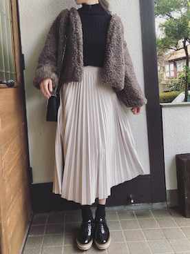 「fifth（フィフス）のプリーツロングマキシスカート（スカート）」を使った、Sato*さん（レディース・164cm）の冬コーディネート