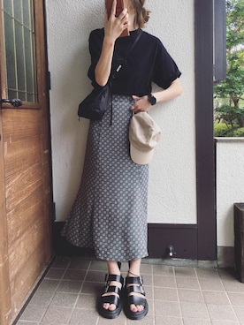 「ブラックTシャツ」｜Sato*さん（レディース・164cm）の夏コーディネート