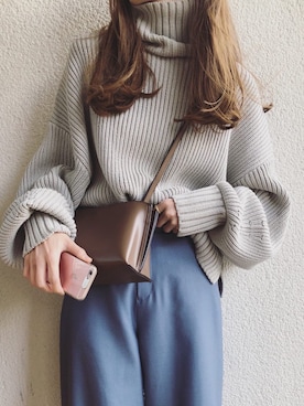 「ADAM ET ROPE'（アダムエロペ）のトリプルポケットショルダーバック（ショルダーバッグ）」を使った、Sato*さん（レディース・164cm）の冬コーディネート