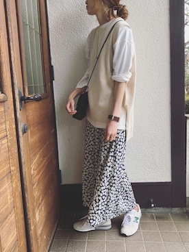 「rps（アールピーエス）のアイテム（ベスト）」を使った、Sato*さん（レディース・164cm）の春コーディネート