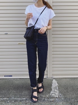 「ハイウエストストレートジーンズ」｜Sato*さん（レディース・164cm）の夏コーディネート