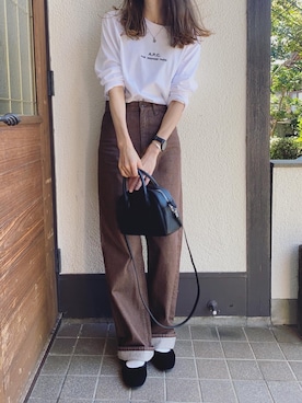 「SVEC（シュベック）のカンフーシューズ kung fu Shoes / ストラップパンプス（バレエシューズ）」を使った、Sato*さん（レディース・164cm）の秋コーディネート