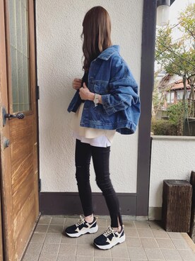 「春めきシューズ」｜「アイテム（デニムジャケット）」を使った、Sato*さん（レディース・164cm）の春コーディネート