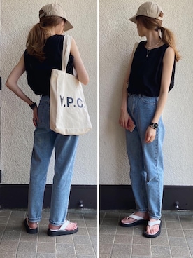 「A.P.C.（アーペーセー）のアイテム」を使った、Sato*さん（レディース・164cm）の夏コーディネート