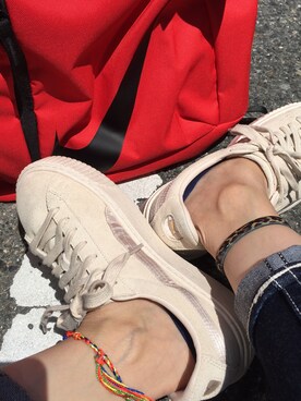 「NIKE（ナイキ）の【NIKE】選べる豊富な7カラー☆miniポーチ＆ペットボトルホルダー付きユニセックスナイキロゴバックパック /エレメンタル（バックパック/リュック、レッド系）」を使った、hit☺︎miさん（レディース）の春コーディネート