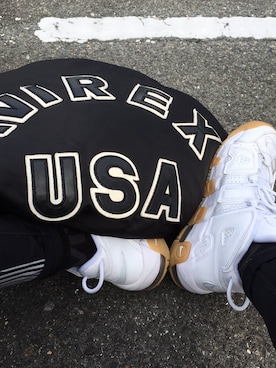 「AVIREX（アヴィレックス）のavirex/アヴィレックス/レディース/MA-1 COMMERCIAL LOGO/MA-1　コマーシャル　ロゴ（MA-1、ブラック系）」を使った、hit☺︎miさん（レディース）の秋コーディネート