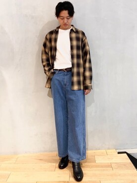 「SENSE OF PLACE by URBAN RESEARCH（センスオブプレイスバイアーバンリサーチ）のワイドデニム（その他パンツ）」を使った、kengoさん（メンズ・180cm）の夏コーディネート