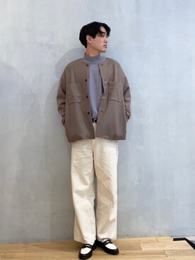 「ノーカラージャケット」｜kengoさん（メンズ・180cm）の冬コーディネート