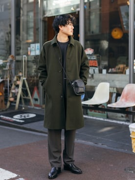 「オーバーコート」｜「アイテム（スウェット）」を使った、kengoさん（メンズ・180cm）の冬コーディネート