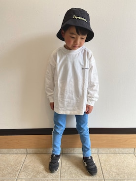 「PAPAPAPARK（パパパパーク）のアイテム（帽子）」を使った、tetekunさん（キッズ・110cm）の春コーディネート
