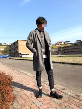 「SPINNS（スピンズ）のアイテム（チェスターコート）」を使った、Yusukeさん（メンズ・172cm）の冬コーディネート