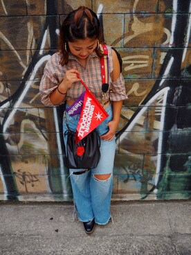 「MOUSSY（マウジー）のWOODEN HEEL BOOTS（ブーツ）」を使った、あんぴすさん（レディース・156cm）の秋コーディネート