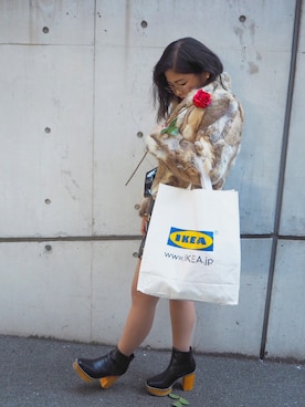 「MOUSSY（マウジー）のWOODEN HEEL BOOTS（ブーツ）」を使った、あんぴすさん（レディース・156cm）の冬コーディネート