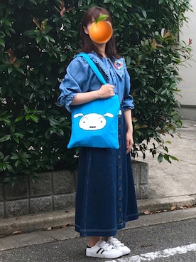 「ブルーコーデ」｜「アイテム（ジャンパースカート）」を使った、とりさん（レディース・155cm）の夏コーディネート