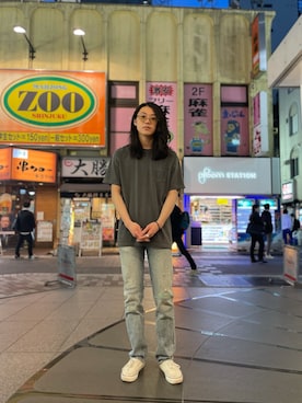 「STRANGE TRIP（ストレンジトリップ）のアイテム」を使った、みうらさん（メンズ・177cm）の春コーディネート