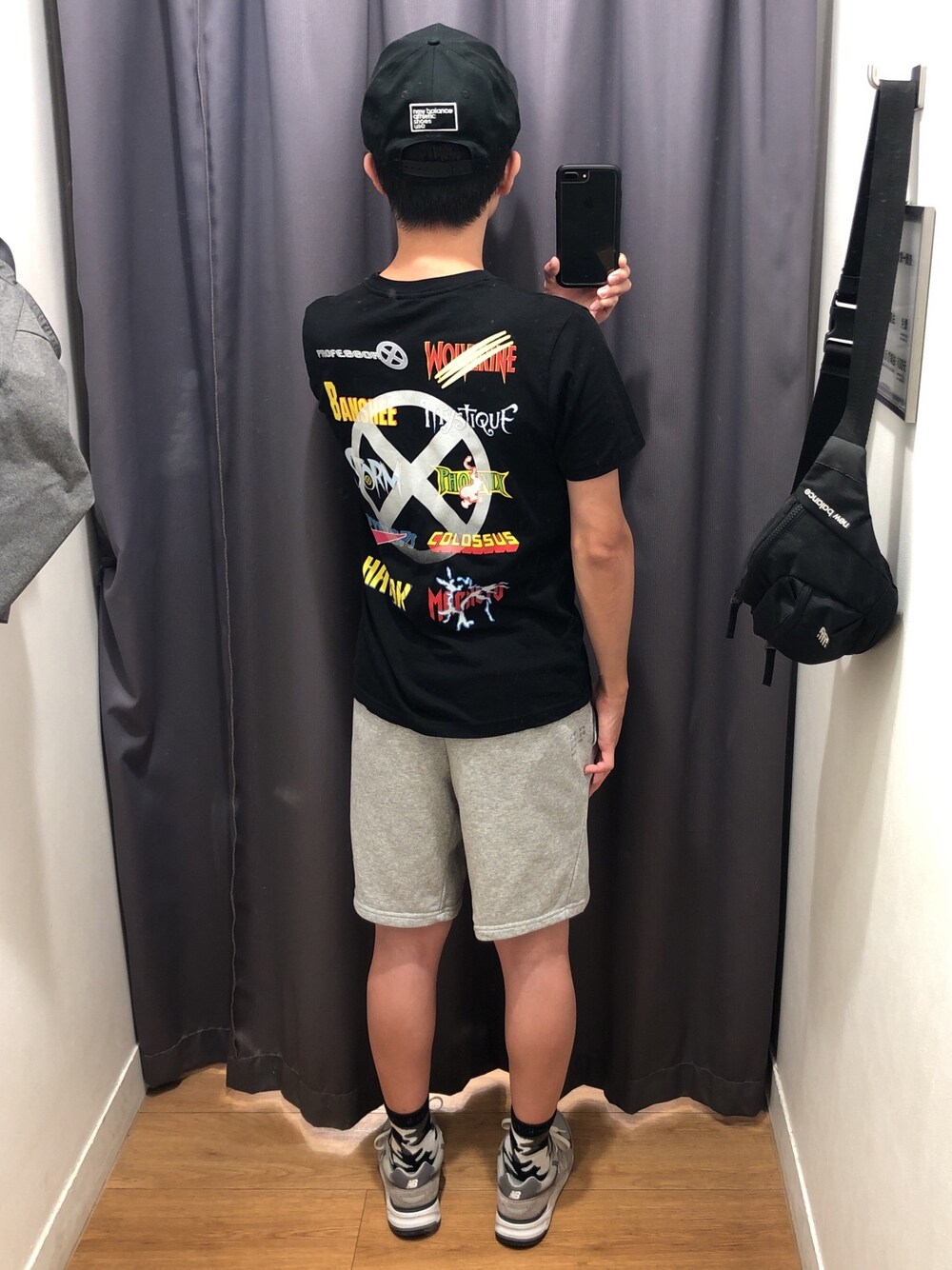 「Taiwan、Taichung、GU、marvel、X-MEN、NEWBALANCE、m999cgl、ＮＢ、MadeinUSA、nbtw」｜「NEW BALANCEのアイテム（キャップ、ブラック系）」を使った、BryantCiouさん（メンズ・168cm）の夏コーディネートの1枚目の写真