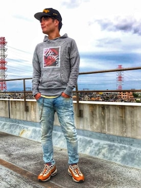 「MARBLES（マーブルズ）のアイテム（帽子）」を使った、KOHさん（メンズ・172cm）の春コーディネート