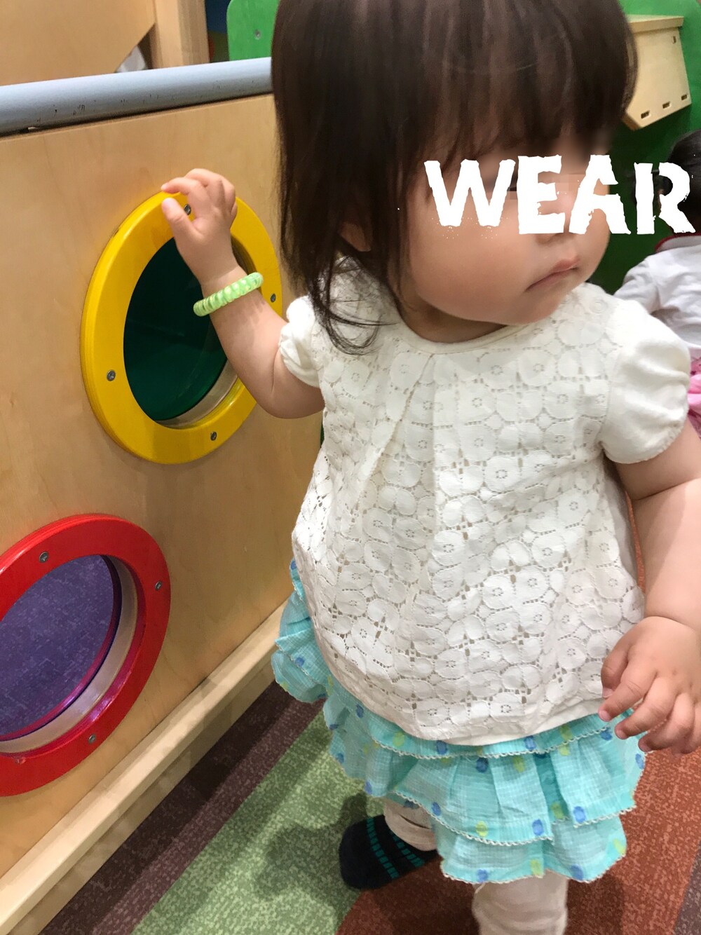 「1歳3ヶ月」｜「sense of wonderのオーガニックコットン+アイリッシュレースTシャツ（Tシャツ/カットソー、ホワイト系）」を使った、yuさん（キッズ・70cm）の春コーディネートの1枚目の写真