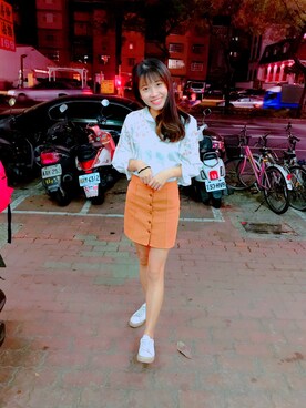 「RAINBOW SHOPのアイテム（スカート）」を使った、Jessieさん（レディース・163cm）の冬コーディネート