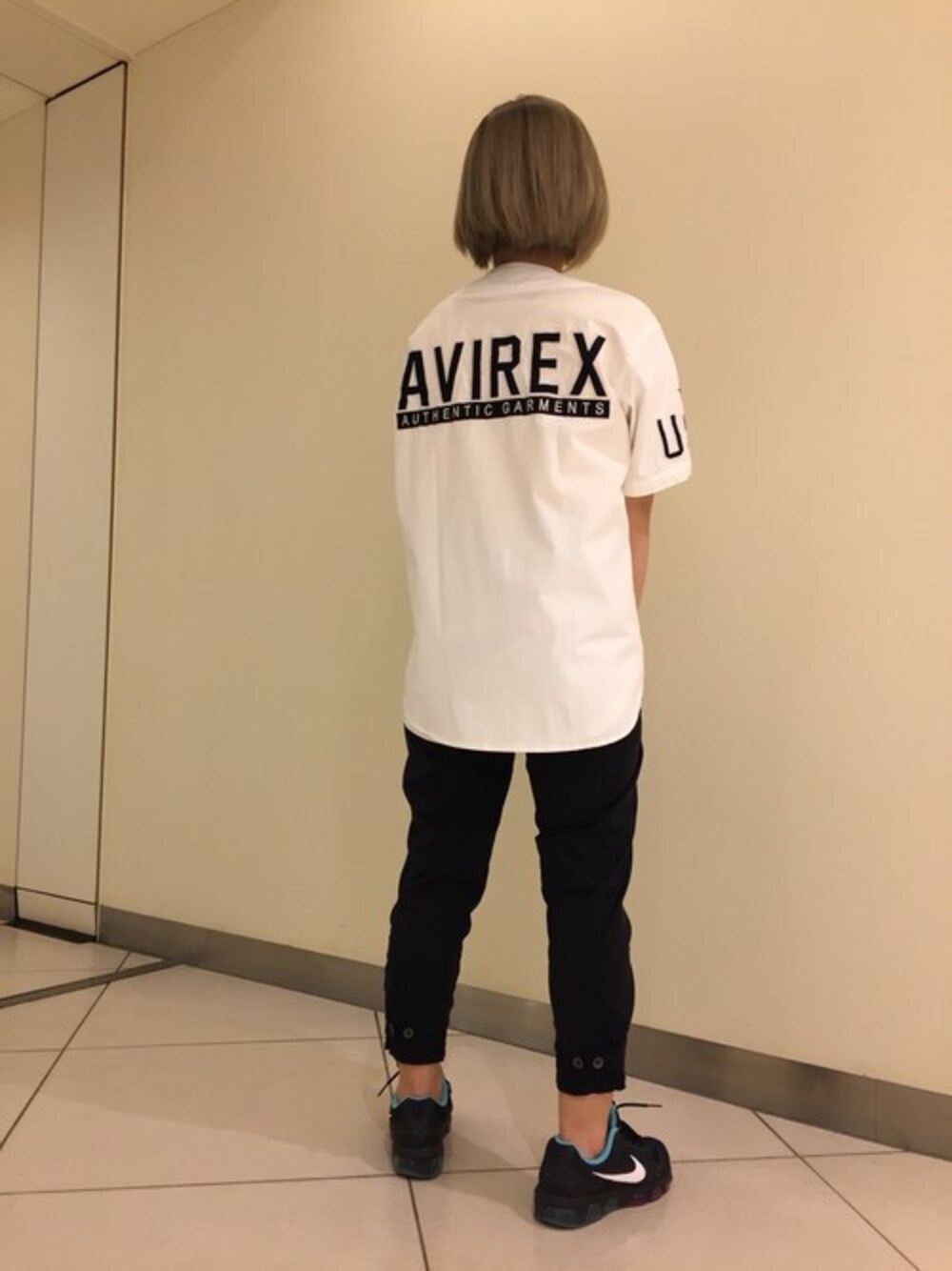きゃらさわさんの「AVIREX/アヴィレックス/ 半袖 クールマックス ストレッチ ベースボールシャツ/ S/S COOLMAX STRETCH BASEBALL SHIRT（AVIREX）」を使ったコーディネート