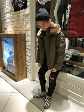 「ボンバージャケット」｜きゃらさわさん（レディース・153cm）の秋コーディネート