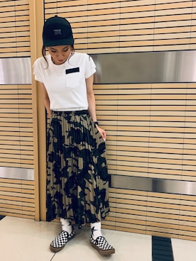 「カモフラージュ柄」｜きゃらさわさん（レディース・153cm）の夏コーディネート