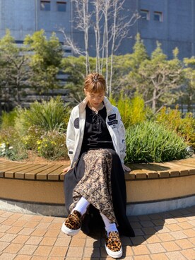 「AVIREX（アヴィレックス）のアイテム（ブルゾン）」を使った、きゃらさわさん（レディース・153cm）の春コーディネート