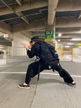 「アーミー」｜「アイテム（帽子）」を使った、きゃらさわさん（レディース・153cm）の春コーディネート