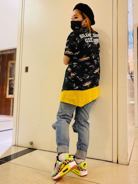 「AVIREX（アヴィレックス）のアイテム（チュニック）」を使った、きゃらさわさん（レディース・153cm）の夏コーディネート