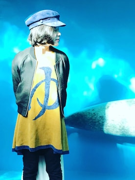 「水族館」｜「アイテム（ブルゾン）」を使った、さくらんさん（レディース・154cm）の春コーディネート