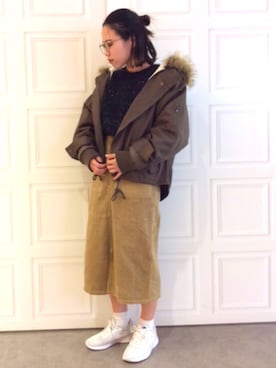 「AS KNOW AS PINKY（アズノゥアズピンキー）のアイテム（モッズコート）」を使った、よこやまさん（レディース・159cm）の秋コーディネート