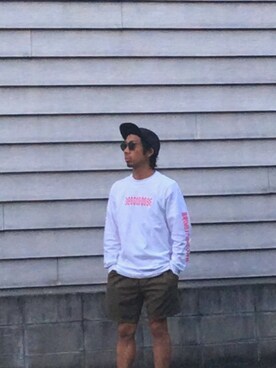 「WEGO（ウィゴー）のアイテム（Tシャツ/カットソー、ホワイト系）」を使った、理一さん（メンズ・163cm）の春コーディネート