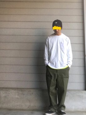 「Dickies（ディッキーズ）のアイテム（帽子、ブラック系）」を使った、理一さん（メンズ・163cm）の春コーディネート