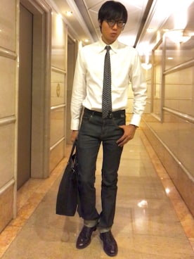「SAINT LAURENT PARIS（サンローランパリ）のアイテム（ネクタイ）」を使った、LKさん（メンズ・178cm）の夏コーディネート