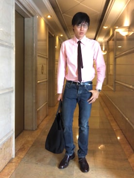 「SAINT LAURENT PARIS（サンローランパリ）のアイテム（ネクタイ）」を使った、LKさん（メンズ・178cm）の秋コーディネート