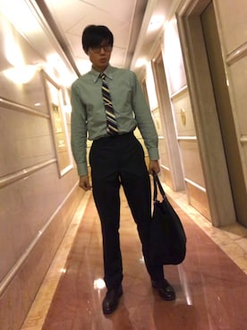 「THOM BROWNE（トムブラウン）のアイテム（セットアップ）」を使った、LKさん（メンズ・178cm）の夏コーディネート