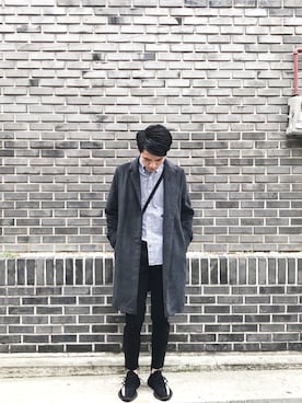 「niko and...（ニコアンド）のアイテム（ピーコート）」を使った、M.I.C.H.A.E.Lさん（メンズ・174cm）の春コーディネート