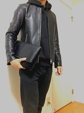 「RAGEBLUE（レイジブルー）のアイテム（クラッチバッグ）」を使った、kentyさん（メンズ・175cm）の秋コーディネート
