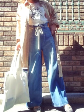 「Ameri（アメリ）のアイテム（トートバッグ）」を使った、reeさん（レディース・158cm）の春コーディネート