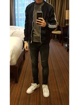 「PUMA」｜「アイテム（MA-1）」を使った、Janさん（メンズ・170cm）の夏コーディネート