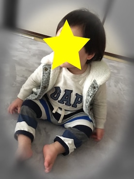 「babyGAP（babyGAP）のアイテム（その他パンツ、ブルー系）」を使った、TOTOさん（レディース・170cm）の冬コーディネート